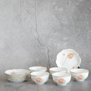[JAPANESE TEA CUP] OKURA ART CHINA FLOWER BALL JAPANESE TEA CUP, FLOWER SHAPED SMALL PLATE(5 PIECES EACH) | CERAMICS