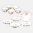 [JAPANESE TEA CUP] OKURA ART CHINA FLOWER BALL JAPANESE TEA CUP, FLOWER SHAPED SMALL PLATE(5 PIECES EACH) | CERAMICS