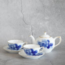 [MUG (CUP)] OKURA ART CHINA BLUE ROSE CUP & SAUCER(2 PIECES EACH), TEA POT | CERAMICS