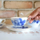 [MUG (CUP)] OKURA ART CHINA BLUE ROSE CUP & SAUCER(2 PIECES EACH), TEA POT | CERAMICS