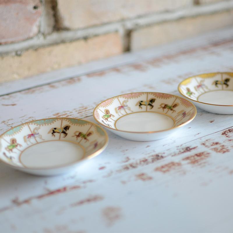 [SMALL DISH (PLATE)] OKURA ART CHINA MERRY-GO-ROUND SMALL PATE (3-COLOR SET) | CERAMICS