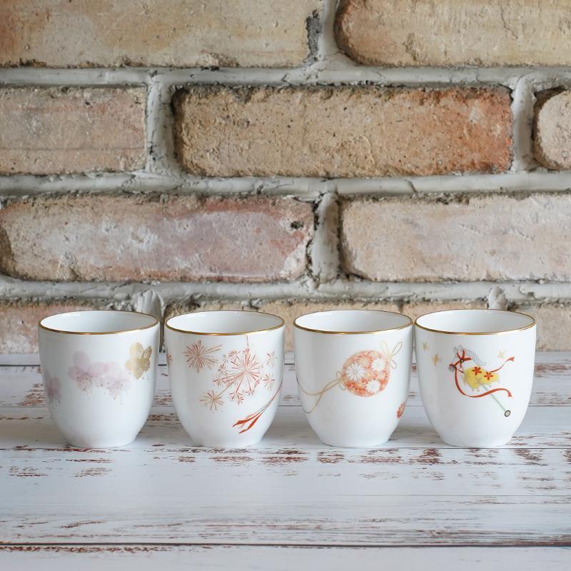 [JAPANESE TEA CUP] OKURA ART CHINA FOUR SEASONS JAPANESE TEA CUP (4-PIECE SET) | CERAMICS