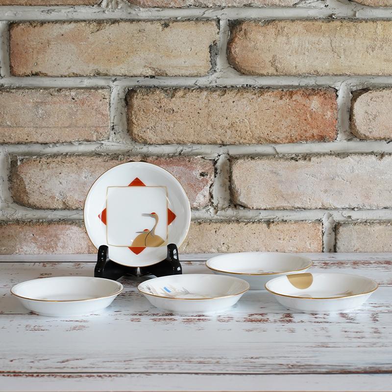 [SMALL DISH (PLATE)] OKURA ART CHINA JAPANESE TRADITIONAL SEASON FESTIVAL SMALL PLATE (5-PIECE SET) | CERAMICS