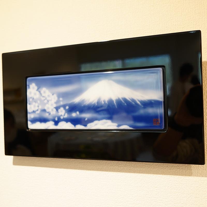 [WALL DECOR (WALL ART)] OKURA ART CHINA PORCELAIN FRAME -SAKURA & MT. FUJI- | CERAMICS