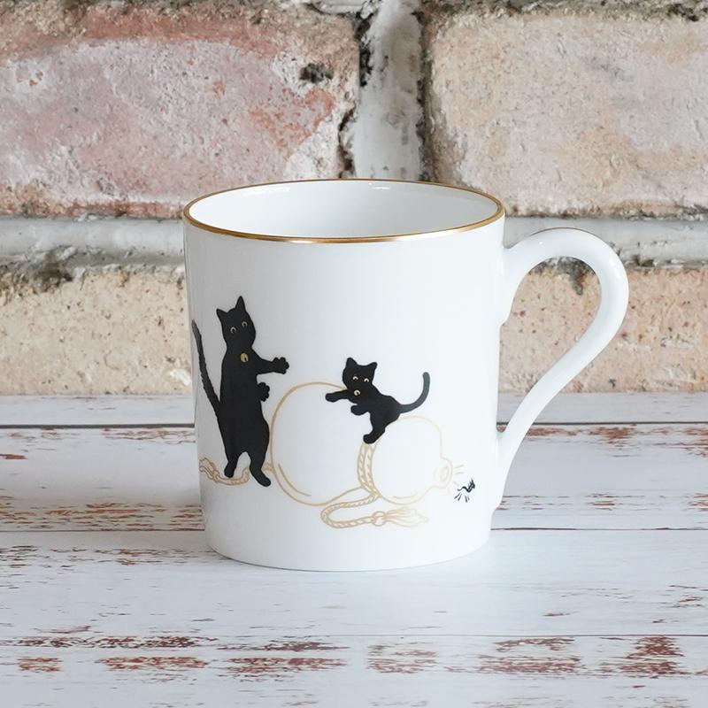 [MUG (CUP)] OKURA ART CHINA LUCKY BLACK CAT MUG PART-1 | CERAMICS