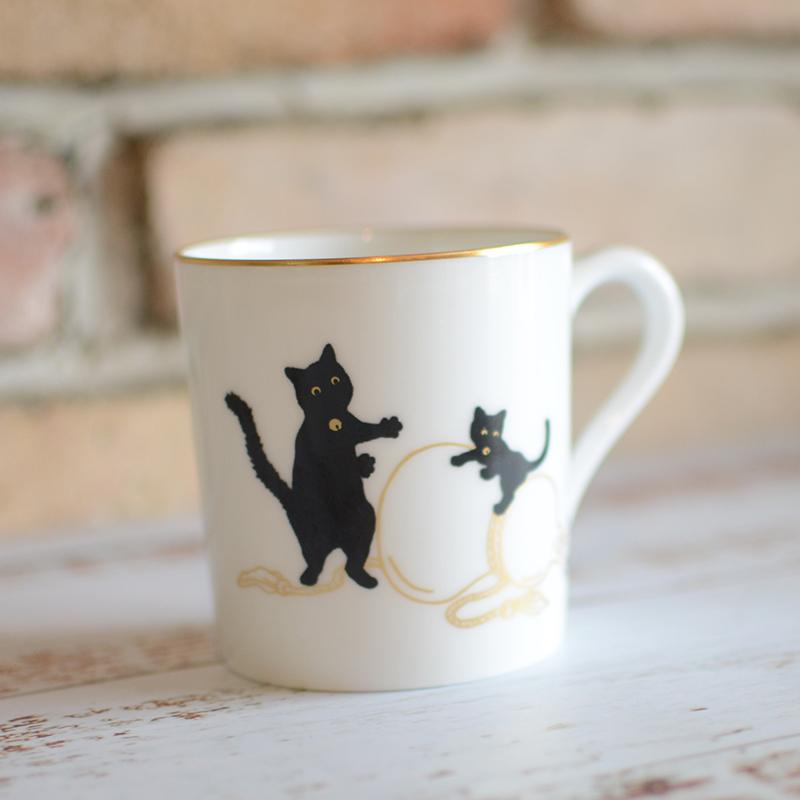 [MUG (CUP)] OKURA ART CHINA LUCKY BLACK CAT MUG PART-1 | CERAMICS