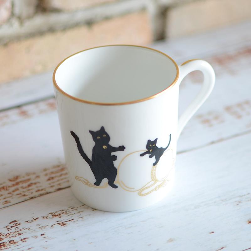 [MUG (CUP)] OKURA ART CHINA LUCKY BLACK CAT MUG PART-1 | CERAMICS