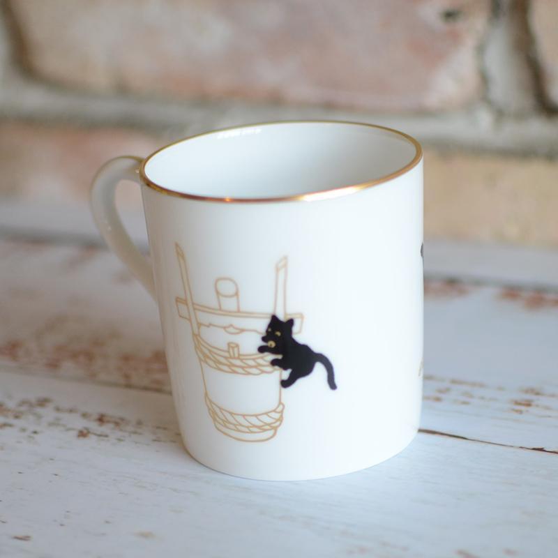 [MUG (CUP)] OKURA ART CHINA LUCKY BLACK CAT MUG PART-1 | CERAMICS