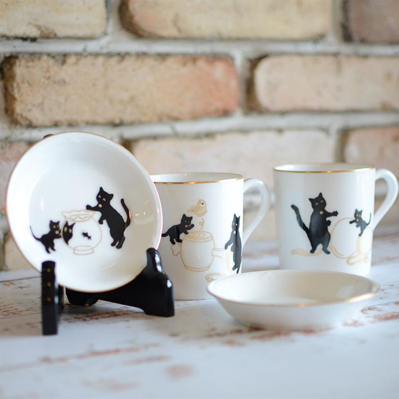 [MUG (CUP)] OKURA ART CHINA LUCKY BLACK CAT MUG PART-1 | CERAMICS