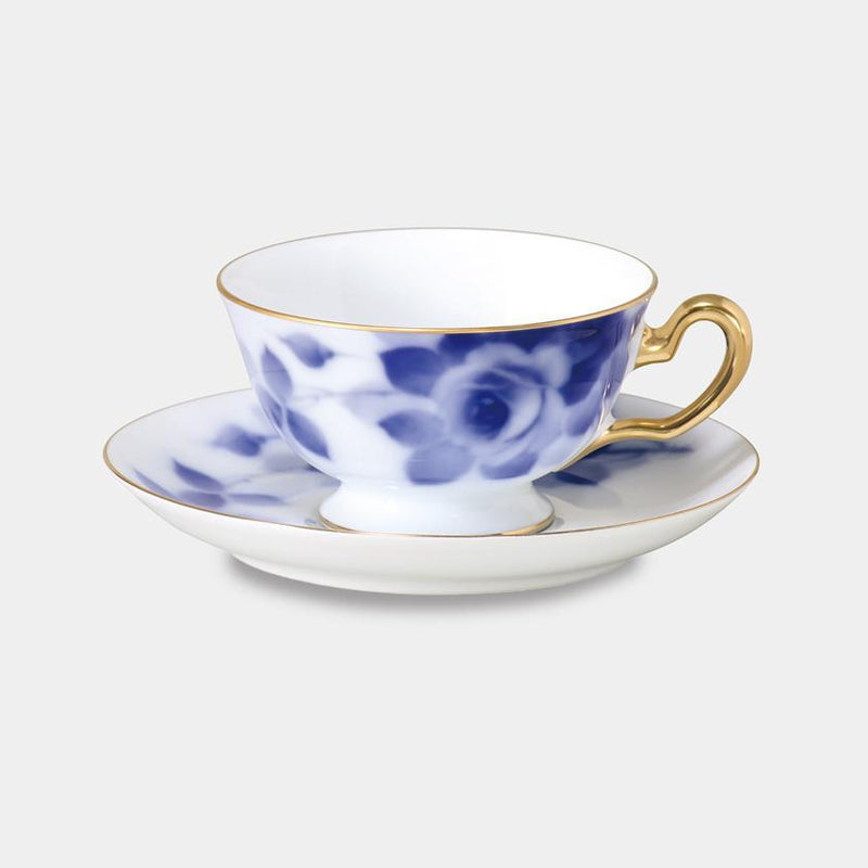 [MUG (CUP)] OKURA ART CHINA BLUE ROSE CUP & SAUCER | CERAMICS