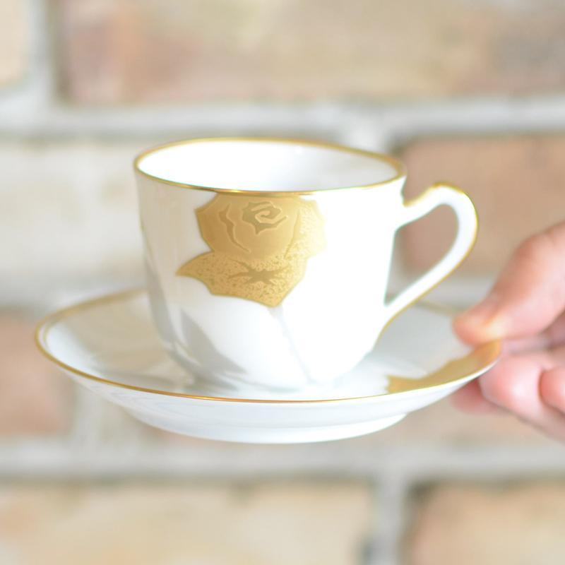 [MUG (CUP)] OKURA ART CHINA GOLDEN ROSE CUP & SAUCER | CERAMICS