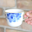 [MUG (CUP)] OKURA ART CHINA BLUE ROSE MORNING CUP & SAUCER | CERAMICS