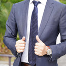 [PLEATS TIE] HERRINGBONE NAVY | NEKADO | NISHIJIN ORI (TEXTILES)