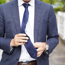 [PLEATS TIE] HERRINGBONE NAVY | NEKADO | NISHIJIN ORI (TEXTILES)