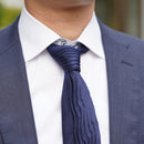 [PLEATS TIE] HERRINGBONE NAVY | NEKADO | NISHIJIN ORI (TEXTILES)