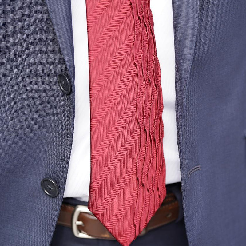 [PLEATS TIE] HERRINGBONE RED | NEKADO | NISHIJIN ORI (TEXTILES)