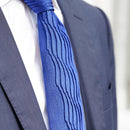 [PLEATS TIE] HERRINGBONE BLUE | NEKADO | NISHIJIN ORI (TEXTILES)