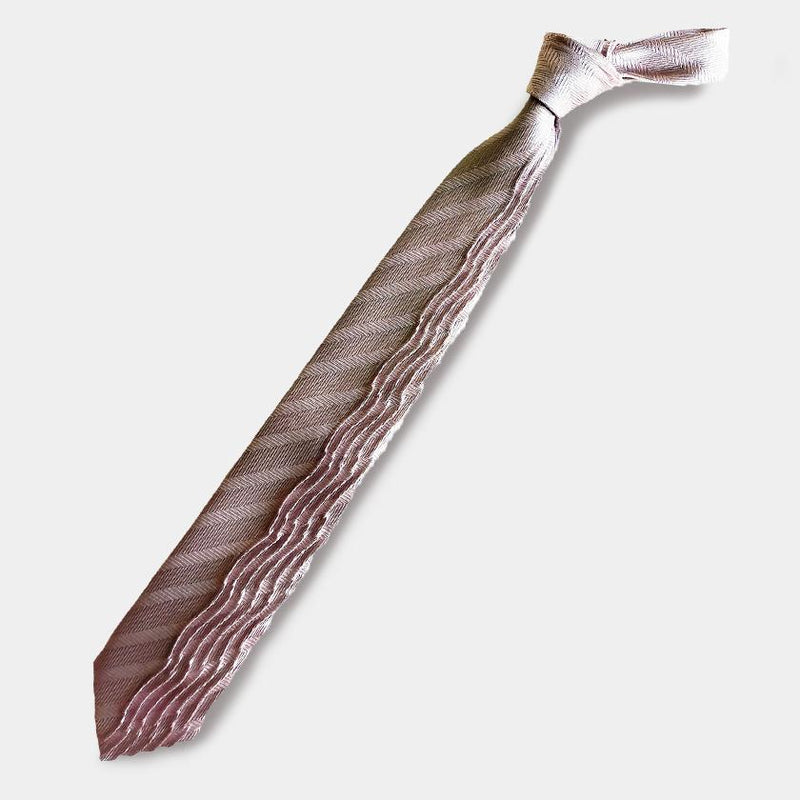 [PLEATS TIE] HERRINGBONE PINK | NEKADO | NISHIJIN ORI (TEXTILES)