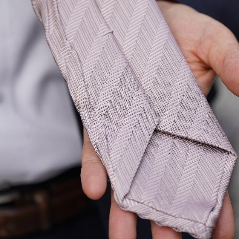 [PLEATS TIE] HERRINGBONE PINK | NEKADO | NISHIJIN ORI (TEXTILES)