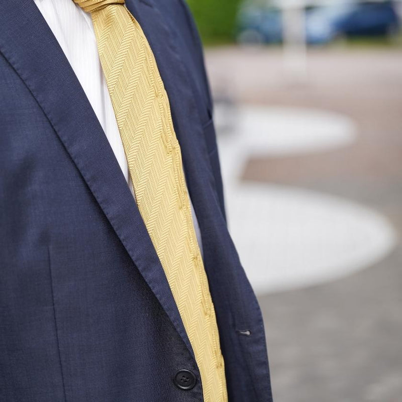 [PLEATS TIE] HERRINGBONE YELLOW | NEKADO | NISHIJIN ORI (TEXTILES)