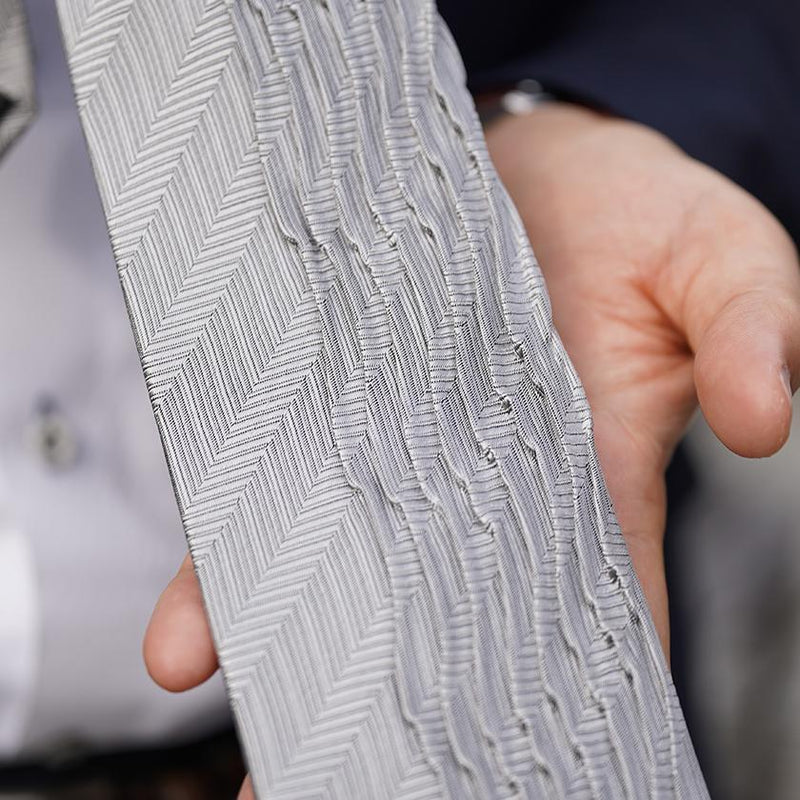 [PLEATS TIE] HERRINGBONE GREY | NEKADO | NISHIJIN ORI (TEXTILES)