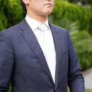 [PLEATS TIE] HERRINGBONE WHITE | NEKADO | NISHIJIN ORI (TEXTILES)