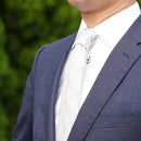 [PLEATS TIE] HERRINGBONE WHITE | NEKADO | NISHIJIN ORI (TEXTILES)