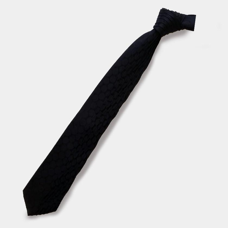 [PLEATS TIE] POLKA DOT BLACK | NEKADO | NISHIJIN ORI (TEXTILES)