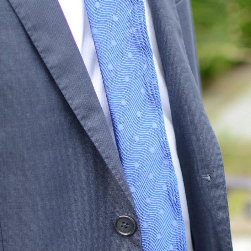 [PLEATS TIE] WAVE BLUE | NEKADO | NISHIJIN ORI (TEXTILES)