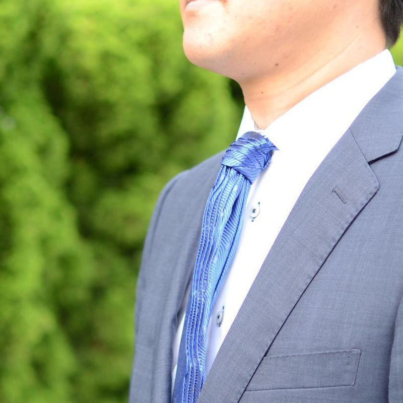 [PLEATS TIE] WAVE BLUE | NEKADO | NISHIJIN ORI (TEXTILES)