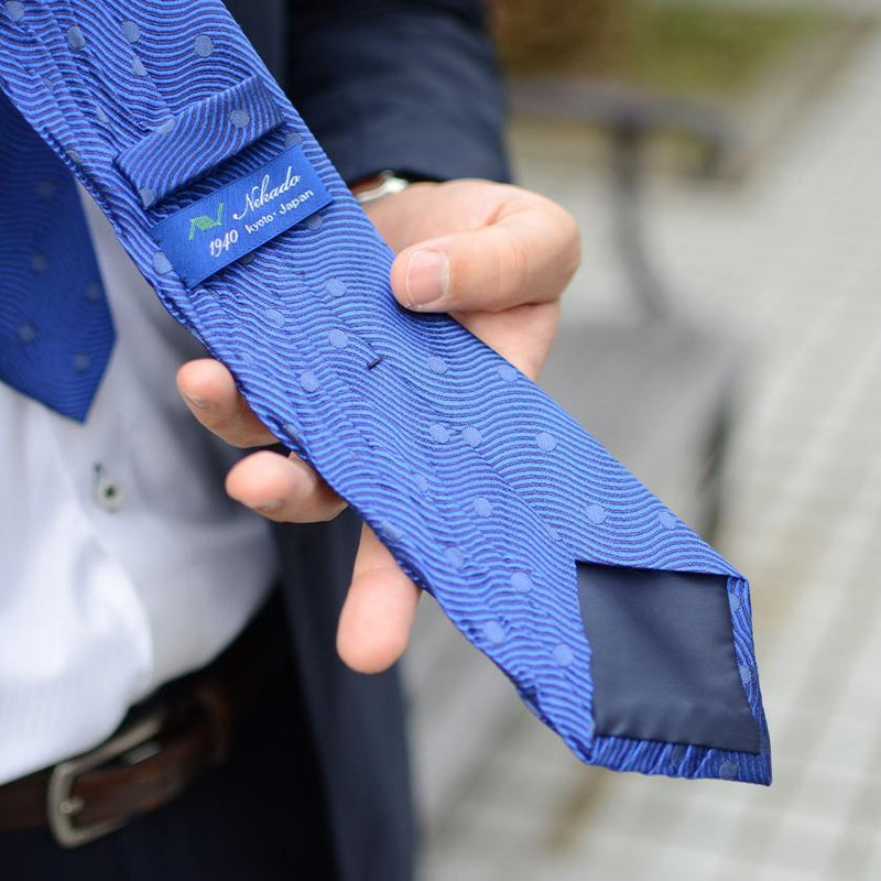 [PLEATS TIE] WAVE BLUE | NEKADO | NISHIJIN ORI (TEXTILES)