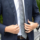 [PLEATS TIE] VERTICAL STRIPE GREY | NEKADO | NISHIJIN ORI (TEXTILES)