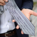 [PLEATS TIE] VERTICAL STRIPE GREY | NEKADO | NISHIJIN ORI (TEXTILES)