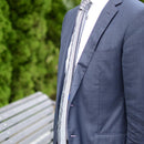 [PLEATS TIE] VERTICAL STRIPE GREY | NEKADO | NISHIJIN ORI (TEXTILES)