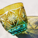 [SAKE GLASS] COLD SAKE GLASS GINWAN NO HANA (YELLOW & SKY BLUE) | KIRIKO