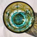 [SAKE GLASS] COLD SAKE GLASS GINWAN NO HANA (YELLOW & SKY BLUE) | KIRIKO