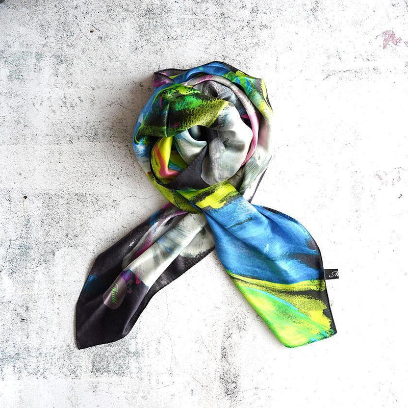 [SCARF] SCARF (A) | MIUTT | INK JET & NATURAL INDIGO BOTANICAL STOLE (STANDARD BLUE) | HAND DYEING