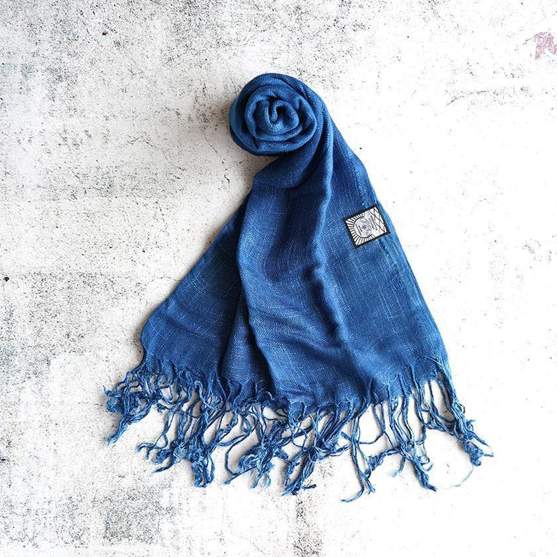 [SCARF] SCARF (A) | MIUTT | INK JET & NATURAL INDIGO BOTANICAL STOLE (STANDARD BLUE) | HAND DYEING