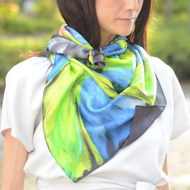 [SCARF] SCARF (A) | MIUTT | INK JET & NATURAL INDIGO BOTANICAL STOLE (STANDARD BLUE) | HAND DYEING