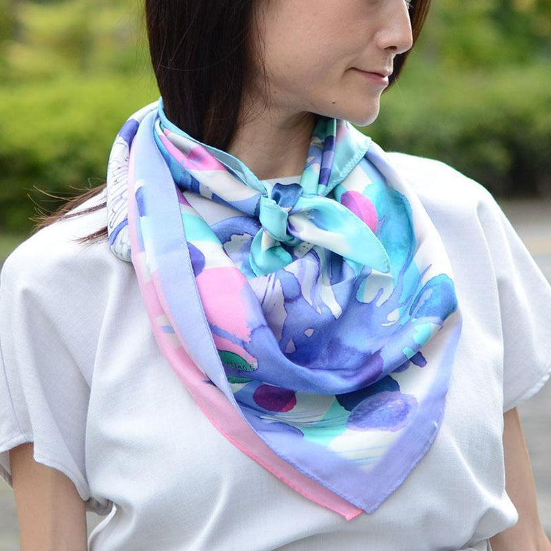 [SCARF] SCARF (D) | MIUTT | INK JET & NATURAL INDIGO BOTANICAL STOLE (PALE BLUE) | HAND DYEING