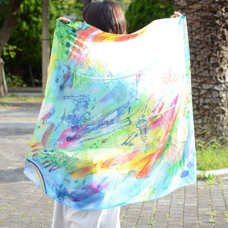 [圍巾]圍巾（e）| miutt |噴墨和天然靛藍植物偷（深藍色）|手染色