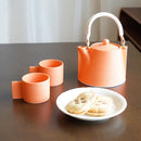 3-PIECE MINO WARE JAPANESE TEA SET - TEA POT & TEACUPS (VOYAGE ORENGE ROUSSI) | YAMATSU