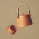 3-PIECE MINO WARE JAPANESE TEA SET - TEA POT & TEACUPS (VOYAGE ORENGE ROUSSI) | YAMATSU