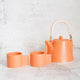 3-PIECE MINO WARE JAPANESE TEA SET - TEA POT & TEACUPS (VOYAGE ORENGE ROUSSI) | YAMATSU