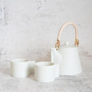 3-PIECE MINO WARE JAPANESE TEA SET - TEA POT & TEACUPS (VOYAGE BLANC NEIGE) | YAMATSU