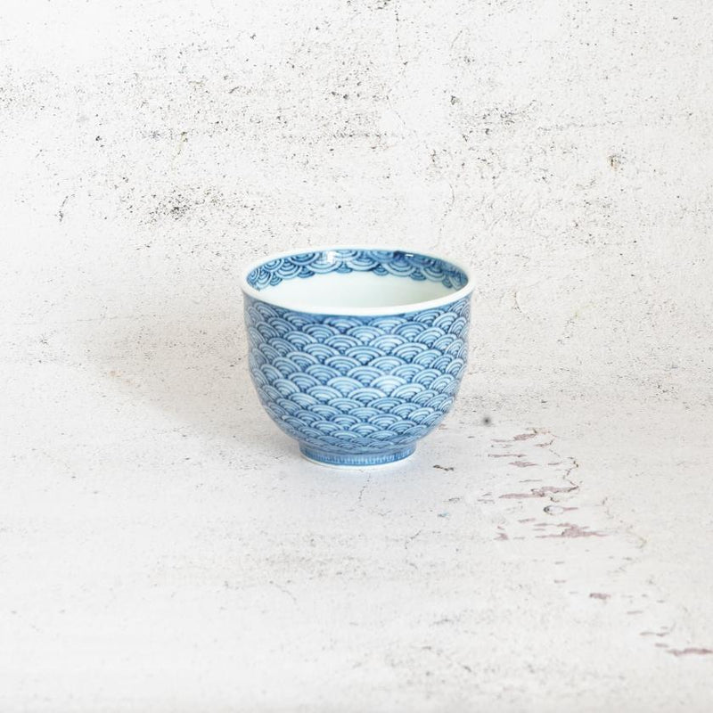 [SAKE BOTTLE & CUP SET] 2 PIECES GOKAKU-BIN & SAKAZUKI SEIGAIHA | MIKAWACHI WARE | HIRADOSHOUZAN