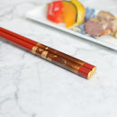 [CHOPSTICKS] HAND-DRAWN GOLD OR SILVER LACQUR GOLD NASHIJI FUJI CHERRY BLOSSOM RED (1 SET) | HASHIMOTO KOUSAKU SIKKI | WAJIMA LACQUER