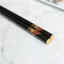 [CHOPSTICKS] HAND-DRAWN GOLD OR SILVER LACQUR FUJI CHERRY BLOSSOM BLACK (1 SET) | HASHIMOTO KOUSAKU SIKKI | WAJIMA LACQUER