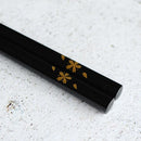 [CHOPSTICKS] HAND-DRAWN GOLD OR SILVER LACQUR TIDINGS OF FLOWERS BLACK (1 SET) | HASHIMOTO KOUSAKU SIKKI | WAJIMA LACQUER