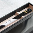 [CHOPSTICKS] HAND-DRAWN GOLD OR SILVER LACQUR TIDINGS OF FLOWERS BLACK (1 SET) | HASHIMOTO KOUSAKU SIKKI | WAJIMA LACQUER